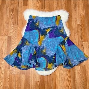 Vintage Y2K Mermaid Ocean Goddess Abstract Print Skirt Plus Size 1X fairycore